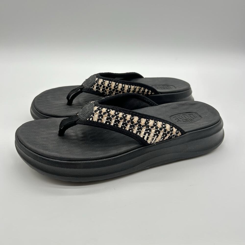 Hey Dude Flip Flops Sandals Women’s 10 Tide Black Thick Cushion Sole Comfort